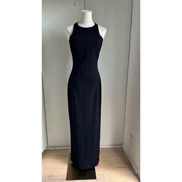 BELLE Badgley Mischka Black Formal Gown Beaded Size 0 Black Tie Party Prom - Picture 2 of 12